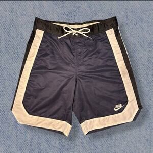 Vintage Nike Swim Trunks  - Navy Blue, Black & White - Men’s Size L-XL